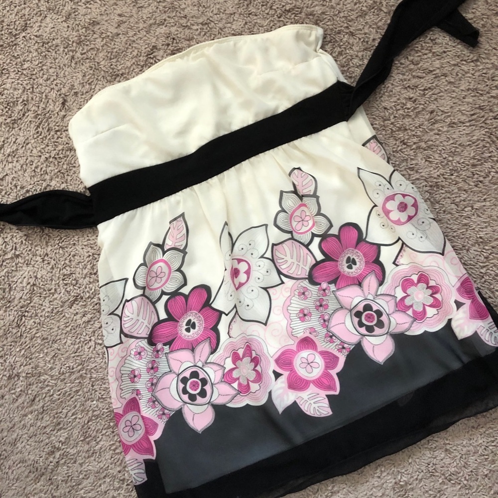 Strapless, tie in back top